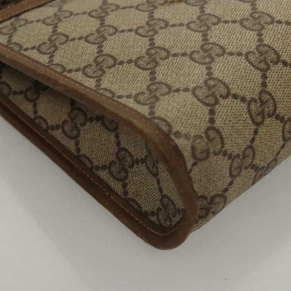 GUCCI GG Supreme Clutch Bag PVC Beige 111 01 037 Auth 117224