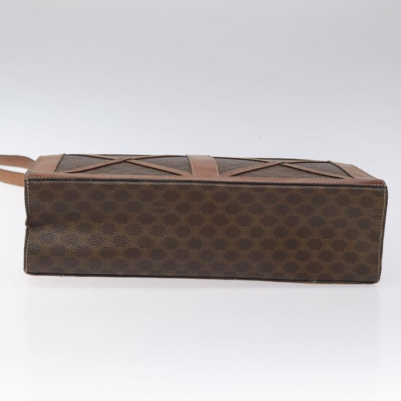 CELINE Macadam Canvas Shoulder Bag PVC Leather Brown Gold Auth 117240