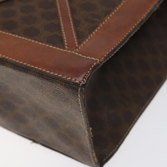 CELINE Macadam Canvas Shoulder Bag PVC Leather Brown Gold Auth 117240