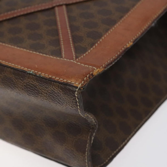 CELINE Macadam Canvas Shoulder Bag PVC Leather Brown Gold Auth 117240