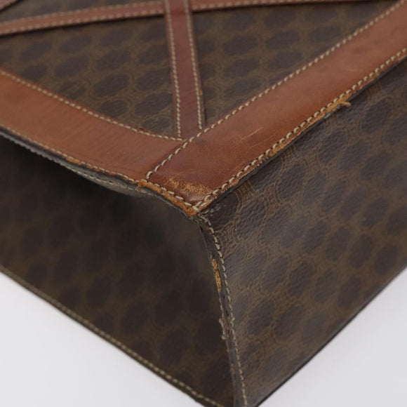 CELINE Macadam Canvas Shoulder Bag PVC Leather Brown Gold Auth 117240