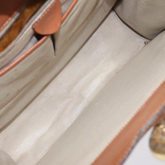 CELINE Macadam Canvas Shoulder Bag PVC Leather Brown Gold Auth 117240