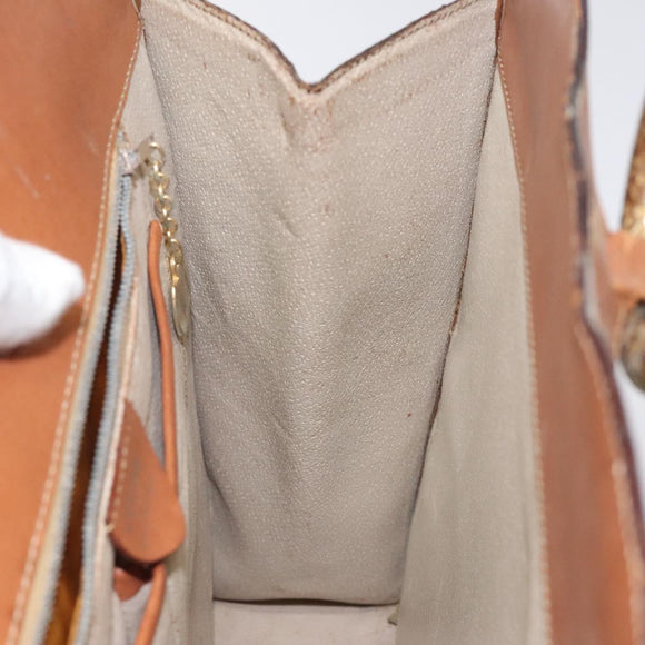 CELINE Macadam Canvas Shoulder Bag PVC Leather Brown Gold Auth 117240