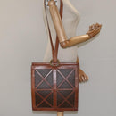 CELINE Macadam Canvas Shoulder Bag PVC Leather Brown Gold Auth 117240-24
