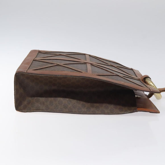 CELINE Macadam Canvas Shoulder Bag PVC Leather Brown Gold Auth 117240