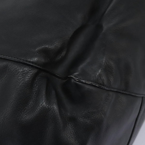 CELINE Tote Bag Leather Black Auth 117256