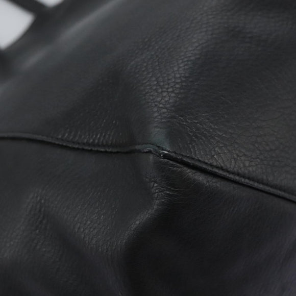 CELINE Tote Bag Leather Black Auth 117256