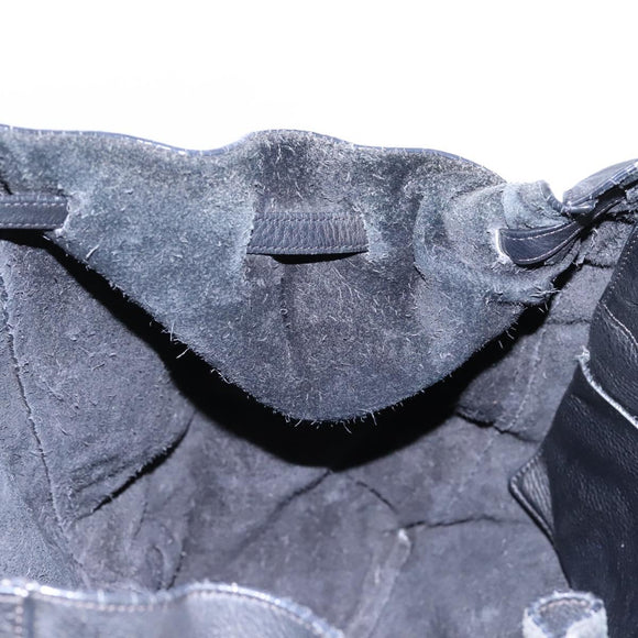 CELINE Tote Bag Leather Black Auth 117256