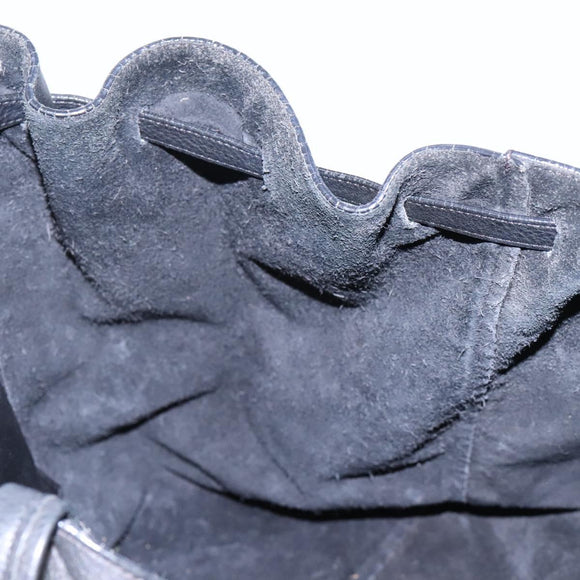 CELINE Tote Bag Leather Black Auth 117256