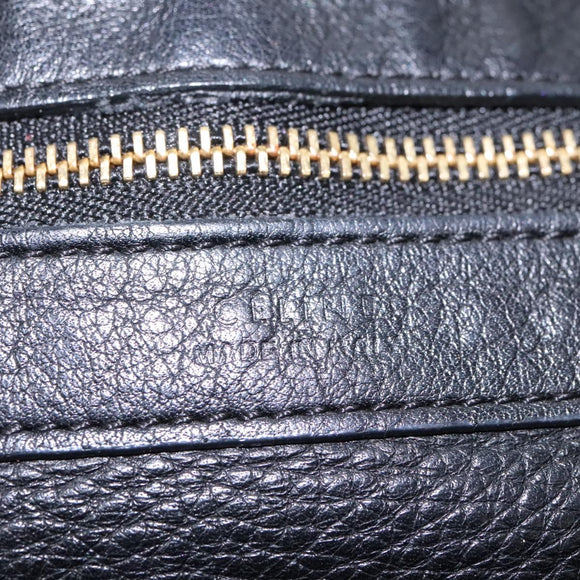 CELINE Tote Bag Leather Black Auth 117256