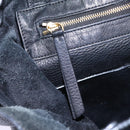 CELINE Tote Bag Leather Black Auth 117256-20