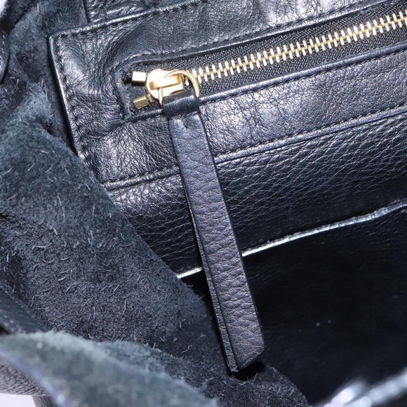 CELINE Tote Bag Leather Black Auth 117256