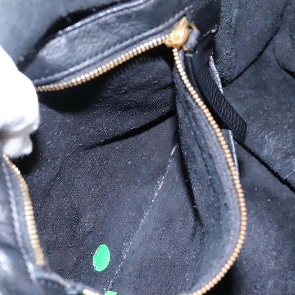 CELINE Tote Bag Leather Black Auth 117256