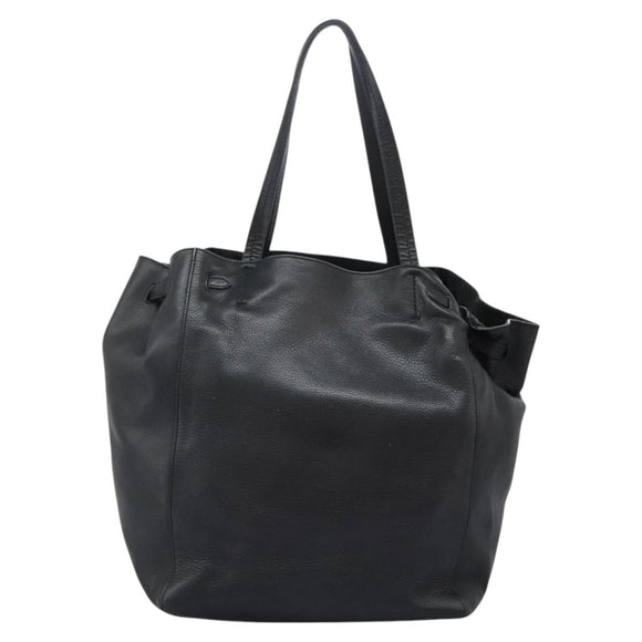 CELINE Tote Bag Leather Black Auth 117256