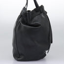 CELINE Tote Bag Leather Black Auth 117256-4