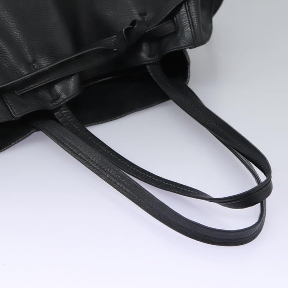 CELINE Tote Bag Leather Black Auth 117256