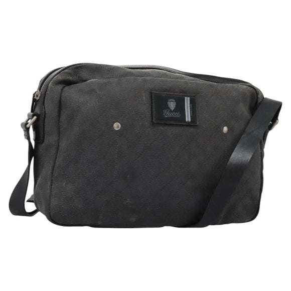 GUCCI GG Canvas Shoulder Bag Black Silver 223648 Auth 117257