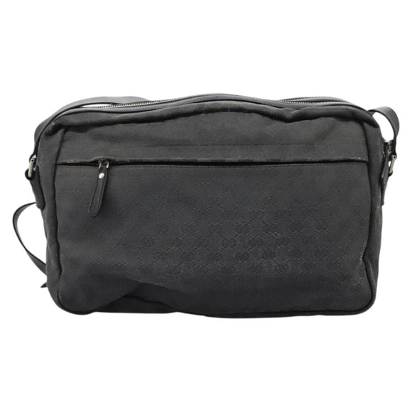 GUCCI GG Canvas Shoulder Bag Black Silver 223648 Auth 117257