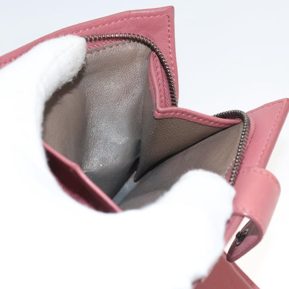 BOTTEGA VENETA INTRECCIATO Wallet Leather Pink Auth 117262