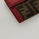 FENDI Zucca Canvas Wallet Black Brown Red Auth 117263-15