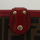 FENDI Zucca Canvas Wallet Black Brown Red Auth 117263-8