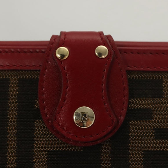 FENDI Zucca Canvas Wallet Black Brown Red Auth 117263