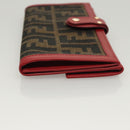 FENDI Zucca Canvas Wallet Black Brown Red Auth 117263-3