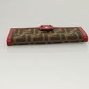 FENDI Zucca Canvas Wallet Black Brown Red Auth 117263-6