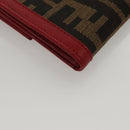 FENDI Zucca Canvas Wallet Black Brown Red Auth 117263-7