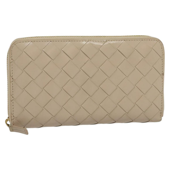 BOTTEGA VENETA INTRECCIATO Wallet Leather Pink Beige Auth 117268