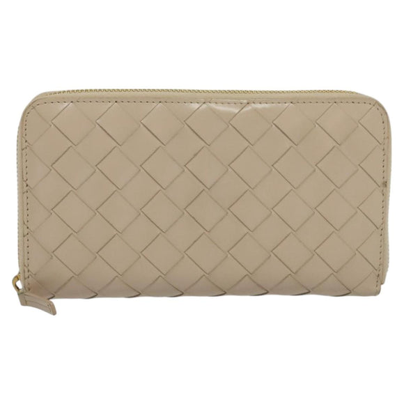 BOTTEGA VENETA INTRECCIATO Wallet Leather Pink Beige Auth 117268