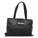 BVLGARI Shoulder Bag Leather Black Silver Auth 117270-1
