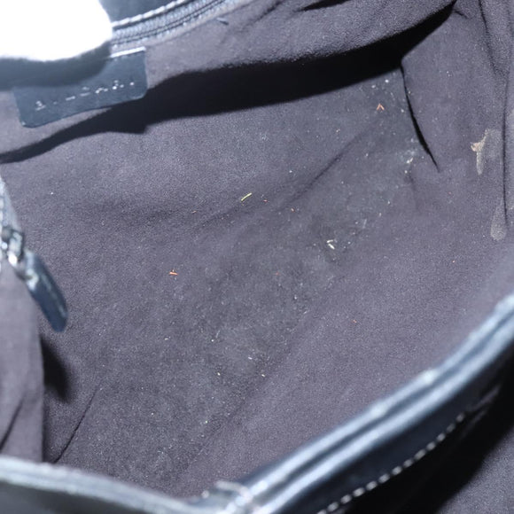 BVLGARI Shoulder Bag Leather Black Silver Auth 117270