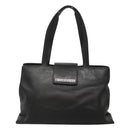 BVLGARI Shoulder Bag Leather Black Silver Auth 117270-13