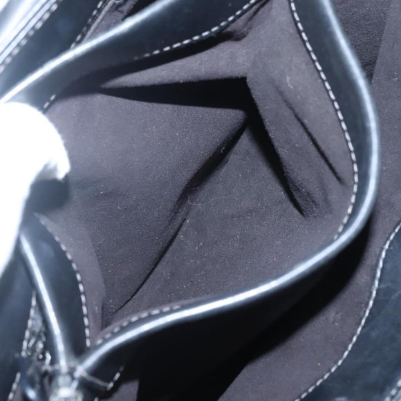 BVLGARI Shoulder Bag Leather Black Silver Auth 117270