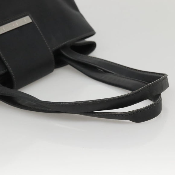 BVLGARI Shoulder Bag Leather Black Silver Auth 117270