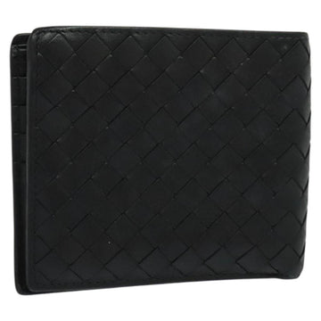 BOTTEGA VENETA INTRECCIATO Bifold Wallet Leather Black Auth 117281