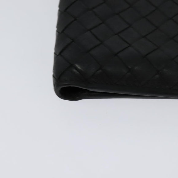 BOTTEGA VENETA INTRECCIATO Bifold Wallet Leather Black Auth 117281