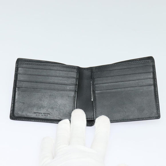 BOTTEGA VENETA INTRECCIATO Bifold Wallet Leather Black Auth 117281