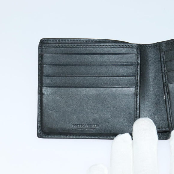BOTTEGA VENETA INTRECCIATO Bifold Wallet Leather Black Auth 117281