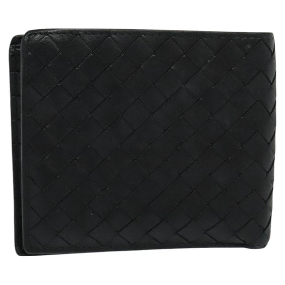 BOTTEGA VENETA INTRECCIATO Bifold Wallet Leather Black Auth 117281