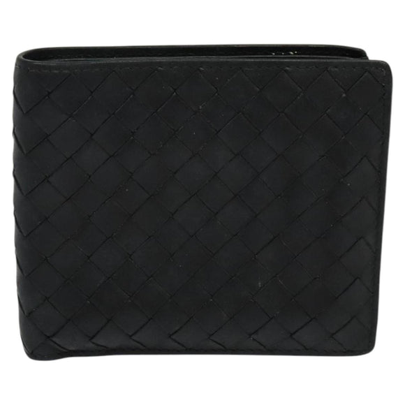 BOTTEGA VENETA INTRECCIATO Bifold Wallet Leather Black Auth 117281