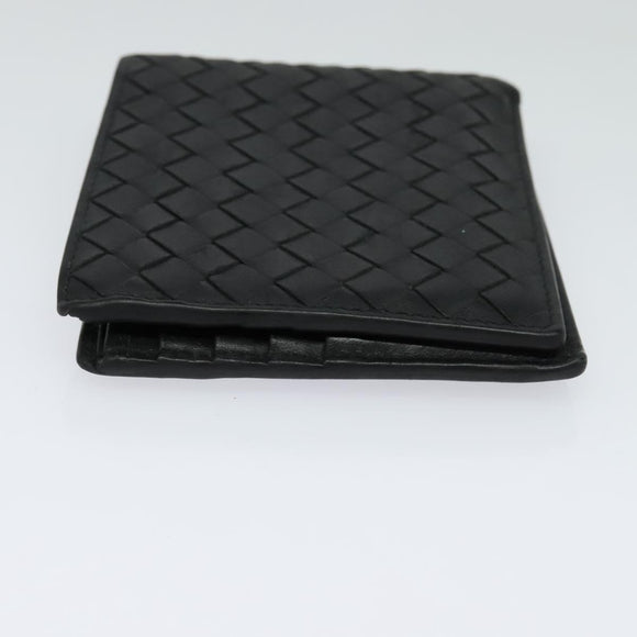 BOTTEGA VENETA INTRECCIATO Bifold Wallet Leather Black Auth 117281