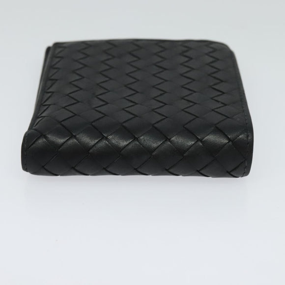 BOTTEGA VENETA INTRECCIATO Bifold Wallet Leather Black Auth 117281