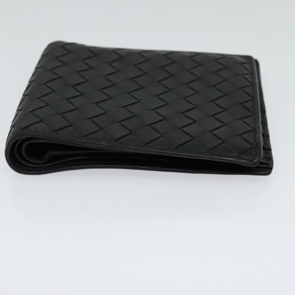 BOTTEGA VENETA INTRECCIATO Bifold Wallet Leather Black Auth 117281