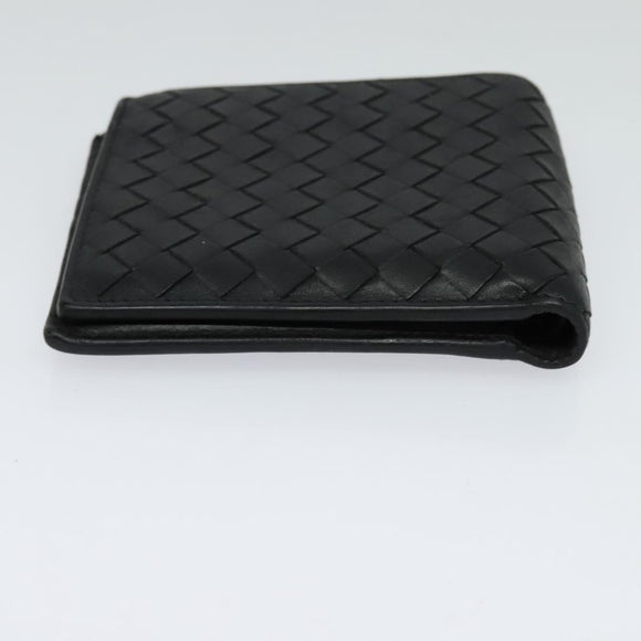 BOTTEGA VENETA INTRECCIATO Bifold Wallet Leather Black Auth 117281