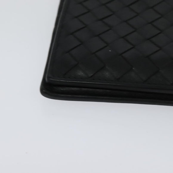 BOTTEGA VENETA INTRECCIATO Bifold Wallet Leather Black Auth 117281