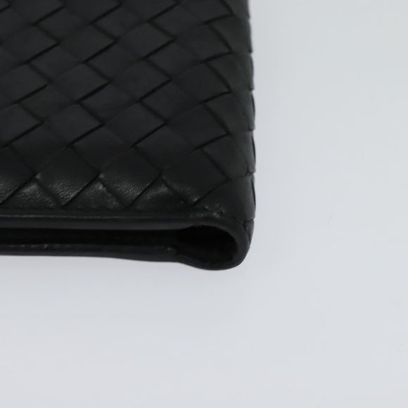 BOTTEGA VENETA INTRECCIATO Bifold Wallet Leather Black Auth 117281