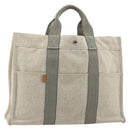 HERMES New Fourre Tout MM Hand Bag Canvas Gray Silver Auth 117285-1