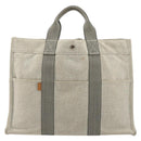 HERMES New Fourre Tout MM Hand Bag Canvas Gray Silver Auth 117285-13